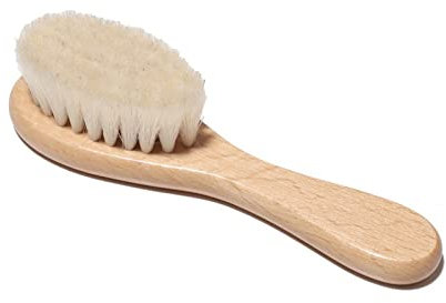 LANCHEN Babyhaarbürste für Neugeborene Naturholz-Haarbürstenkamm mit weichen Wollborsten