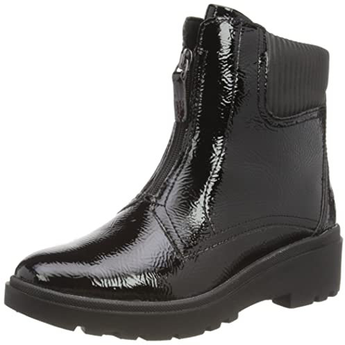 Clarks Damen Calla Zip Fashion Boot, Black CrinklePat, 41 EU