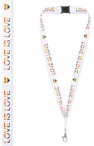 Love is Love Pride Regenbogen Lanyards LGBT Gay Lesben Bewusstsein Trans Bisexuell Schwarz Weiß (Weiß)