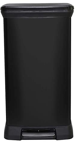 Curver Metal Effect 70% Recycled Kitchen Pedal Touch Deco Bin 50 Litres - Black