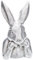 ETC putziger origineller Osterhase als Büste Keramik matt-glänzend Silber mit Shabby antikfinish