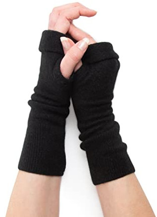 Turtle Doves Classic Cashmere Fingerless Gloves (Black)