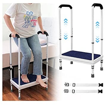 Marchepied de lit pour lits hauts pour adultes - Marchepied de sécurité avec poignée - Aide de chevet pour personnes âgées - Marchepied médical réglable pour chambre à coucher, baignoire, douche,
