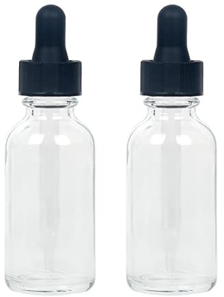 Magic Season Boston Round Glass Bottles (Transparent / 30 ml with Droppers / 2 Pcs)
