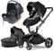 Hot Mom Kinderwagen 3in1 Set Klassik Kombikinderwagen, Modell F22 mit Alu-Rahmen/Vollgummireifen (Schwarz)