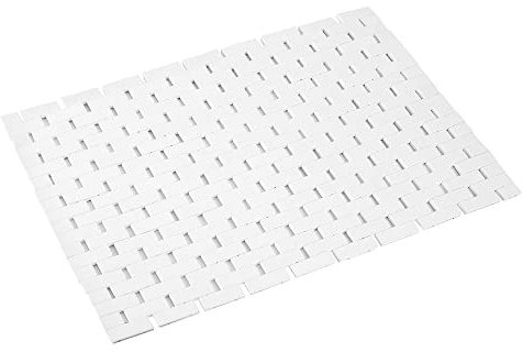 Tapis de bain en bambou - Imperméable et antidérapant - Facile à nettoyer - 40,6 x 61 cm - Blanc
