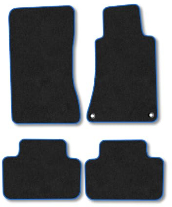 Mercedes C-Class (2001-2008) [Estate, Saloon] Carpet Car Mats | Blue Edge Trim Tailored Fit Floor Mats Full Coverage Protection Accessories Easy Clean Anti Slip Made in the UK