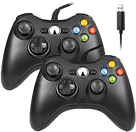 Reiso Controlador Xbox 360, controlador de PC con cable USB de 7 pies compatible con Microsoft Xbox 360 y Slim 360 PC Windows (negro y negro)