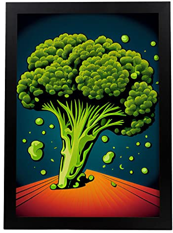 Nacnic Vollfarbiges Brokkoli Poster. Illustrationen von Obst, Gemüse und gesunder Ernährung im urbanen Kunst Stil. Innenarchitektur und Dekoration. A4.
