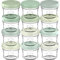 12-Pack Babybrei Einfrieren Behälter Glas - Beikost Baby Zubehör, Mikrowellen Babybrei Behälter, Lecksicher Babynahrung Behälter, Beikost Einfrieren Behälter, Babynahrung aufbewahrung (Sage)
