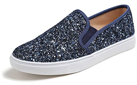 Feversole Scarpe da Ginnastica da Donna, in Tela, per Il Tempo Libero, Traspiranti, per Il Fitness, per Il Fitness, per attività all'Aria Aperta, Leggere, Notte Blu Lucido, 38 EU