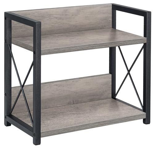 Giikin Arbeitsplatten-Regal-Organizer, 2-stöckig, Küchen-Gewürzregal, Organizer für Arbeitsplatte, Holz, Kaffee-Theke, Regal für Zuhause (Grau, S)