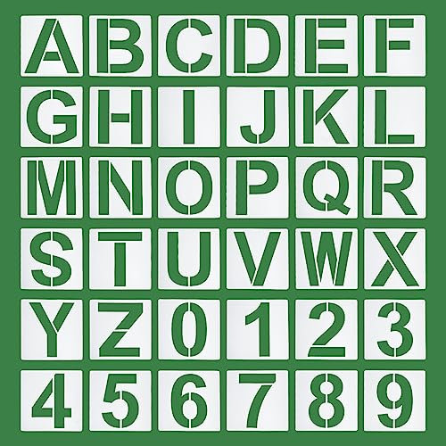 PATIKIL 36Pack 8 Buchstabe Schablonen Number Schablonen Wiederverwendbar Buchstabe Vorlagen Numbers Stencil Set für Malerei Holzwand Weiß