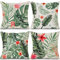 Kissenbezug Moderne 45x45 cm Grüne Blätter Rote Blume Kissenhüllen Leinen Dekorative Sofakissen Dekokissen Weicher Dekorativ Zierkissenbezug für Wohnzimmer Sofa Schlafzimmer 4er Set