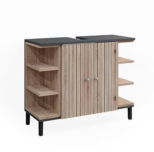 Vicco Mueble bajo Lavabo Aquis, Sonoma/Antracita, 79.6 x 64 cm con 2 Puertas
