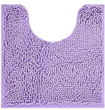 Reyox Tapis de Bain Contour WC en Chenille, Tapis de Toilette Douces Antidérapant Absorbant Forme de U Violet Vif 50x40cm