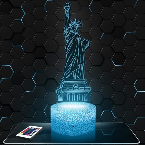 Lampephoto.fr Nachttischlampe - Touch-Nachtlicht Freiheitsstatue 3D-LED-Lampe Illusion, Geschenkidee Weihnachten Geburtstag Junge und Mädchen Nachttischlampe Kinder- oder Erwachsenenzimmer TOP