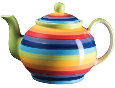Rainbow Teapot 4 Cup | Small Ceramic Hand Painted Rainbow Teapot