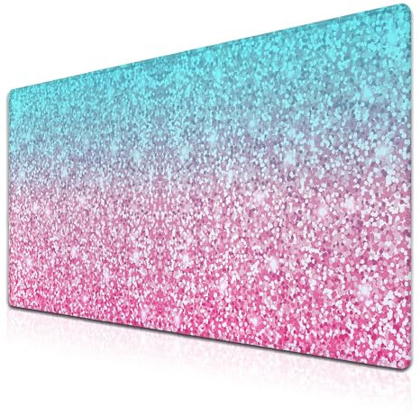 Samgula MIAOLA0003 Gaming-Mauspad, Büro-Schreibtischunterlage, Glitzer, Rosa, extra große Mauspads, großes Mauspad, große Schreibtischunterlage, wasserdicht, rutschfeste Gummiunterseite, 35,4 x 40,9