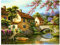 Diamond Painting Set, Bild mit Motiv Dorf am Fluss und Zubehör, Bastelset zum Malen mit Glitzersteinchen, für Kinder ab 5 Jahren