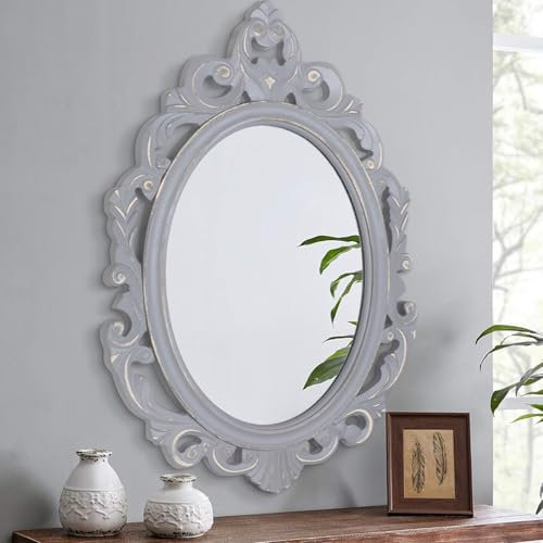 Oval Vintage Arendahl Traditionelle hängende Spiegel Rustikale braun geschnitzt Wandspiegel Dekorative antike Spiegel Barock Stil Ästhetik für Vanity Schlafzimmer, Wohnzimmer, Küche, Eingangsbereich