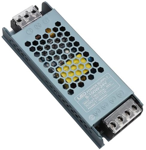 Transformador LED 24V 100W 4.2A, Ultra Fino Fuente Alimentación LED de Voltaje Constante AC 220V a 24V DC, Alimentación De Conmutación Driver de Bajo Tensión para Tira LED, Luces de Interior