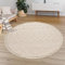 TT Home Wohnzimmer Teppich Kurzflor Skandi Design Geometrisch Fransen Boho Rauten Muster, Farbe:Hellbeige Creme, Größe:120 cm Rund