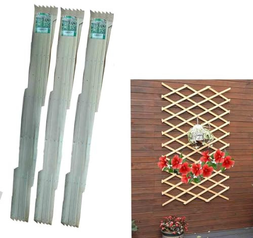 Pack of 3 Expanding Wooden Trellis Garden Trellis for Climbing Plants 180x120cm, Riveted Garden Trellis,Wall Trellis Fence Panel for Patio Garden, Natural