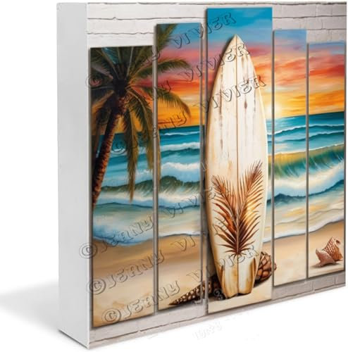 Surfbrett-Holz-Schild, Surf-Geschenke für Kinder, lustiges Blumenladen-Dekor, Regal-Dekoration für Büro, Tisch, Tafelaufsätze für Esszimmer, Holzblock-Schilder für Regal, Schreibtischdekoration, 17,8