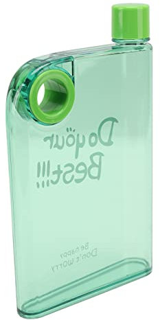Fdit Bouteille D'eau Plate en Plastique Portable de 420ml, Bouteille Mince Réutilisable pour L'école de Cyclisme D'escalade en Plein Air (GREEN)