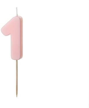 Geburtstagskerze Ziffer 1, hellrosa, 5.5 cm