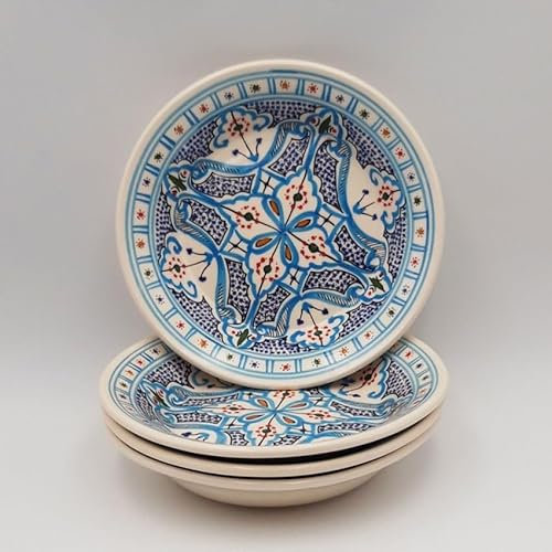 Set di 4 piatti fondi Marocchino, colore: Turchese