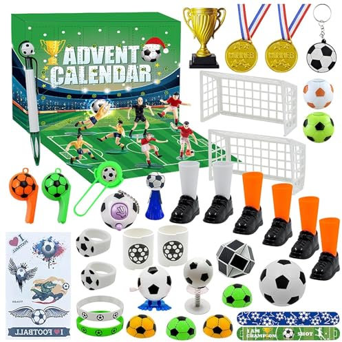 Countdown Kalender Mit Bausteinen Für Kinder 2024, Adventskalender Mit Bausteinen Für Stressspielzeug, Countdown Zum Thema Fußball Bis 2024, Kalender Zum Countdown Zum Thema Fußball Bis 2024