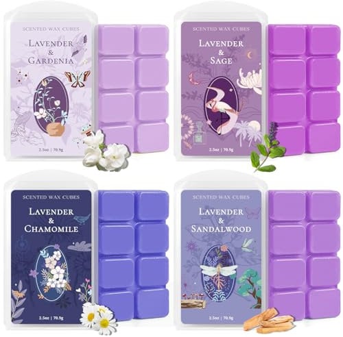 SCENTORINI Wax Melts Scented 4 Set, Sleep Wax Melts Theme, Scented Wax Melts for Wax Warmer, Scented Wax Cubes Wax Tarts Soy Wax