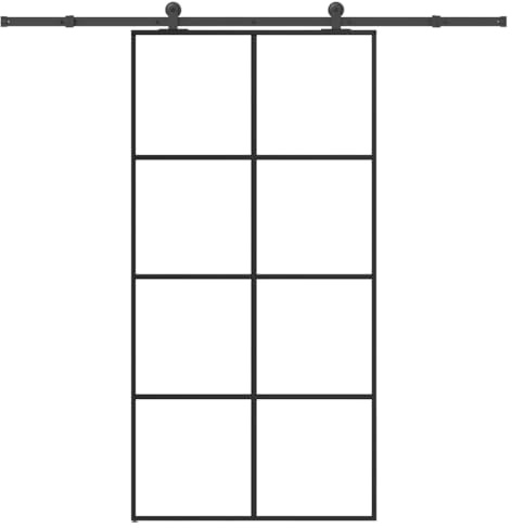 vidaXL Schiebetür mit Beschlag 102,5x205 cm ESG-Glas & Aluminium, Schiebetür auf Schiene, Scheunentor, Zimmertür, Hängetür, Schiebetür Innen, Innentür