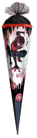 ROTH Schultüte, Marvel Spider-Man (Miles Morales), 85 cm, eckig, Rot(h)-Spitze, Tüllverschluss, Folie