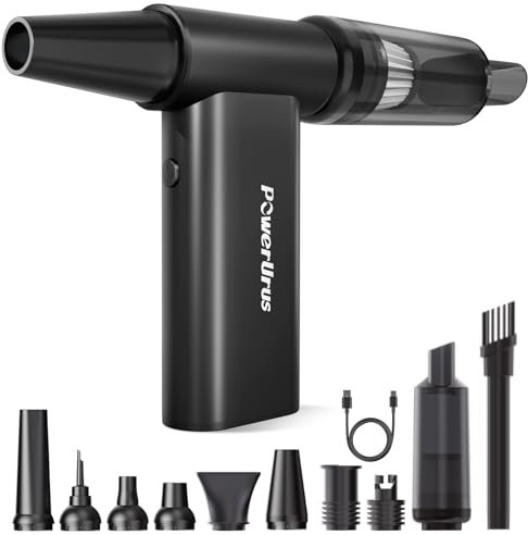 PowerUrus Compressed Air Duster-200000RPM Super Power Electric Air Blower, Rechargeable Long-Life Air Blower, Cordless 4-Gear Adjustable Mini Blower for Computer, Keyboard, Outdoors, and Car Cleaning