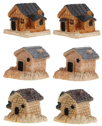 Generisch 6St Mini-Ornamente gartenfigur modellhaus Kleine Baumodelle Garten Miniaturen wohnaccessoires kleines Baumhaus für Pflanzen Bonsai-Figuren winziges Miniatur-Dinge Harz
