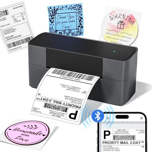 Thermal Label Printer 4x6, 245BT Shipping Label Printer Machine for Parcels, Bluetooth Postage Thermal Printers for Small Business, Address, Compatible with Royal Mail, Amazon, Shopify, Ebay, Black