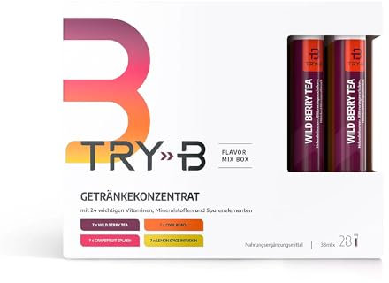 TRY‑B Flavor-Mix | Konzentrat für bewusste Ernährung | Fastendrink & Nahrungsergänzungsmittel | Mit Glycerol & wertvollen Vitaminen | 100% Vitamine & Mineralstoffe | Fruchtiger Geschmack