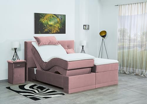 Boxspringbett Lapi 240x220, VS-Altrose, 7-Zohnen Taschenfederkernmatratze, Ergoflex - Inklusive Aufbau - Deutscher Hersteller