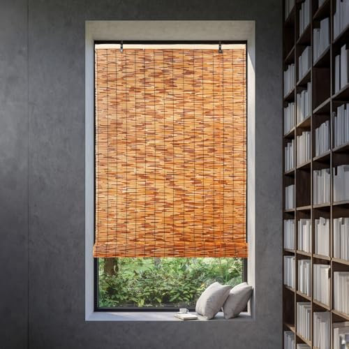 Stores Roulants Extérieurs en Bambou 40-200 Cm, Protection De La Vie Privée, Rideaux Occultants sur Mesure avec Mécanisme De Levage pour Jardin Et Maison, Installation Facile