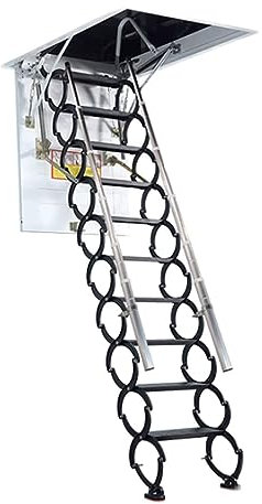 HDDNMLOH Ceiling Loft Ladder Extension Loft Alloy Attic Telescopic Ladder Load 400kg/880lb Attic Ladder Pull Down Folding Ladder