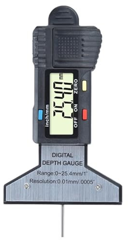Tread Depth Gauge - Car Depth Gauge, profundidad de neumáticos, medidor de profundidad de neumáticos, profundidad de neumáticos, digital, 0 – 25,4 mm, comprobador de desgaste de rango 0,01 mm