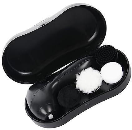 Veemoon Tragbarer Elektrischer Schuhputzer Mit Lederpflege 4 Aufsätzen Schwarz Handgerät Für Schnelle Lederschuhpolitur