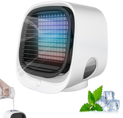 Aira Breeze Luftkühler, Air Breeze Luftkühler, Tischventilator mit Wasserkühlung, Tragbarer Kühlender Ventilator mit 3 Windgeschwindigkeiten für Familie, Reisen, Auto