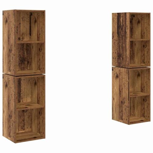 vidaXL Cube Storage Modular Shelf - Wall Shelves for Living Room, Office or Study - Rustic Rectangular Units
