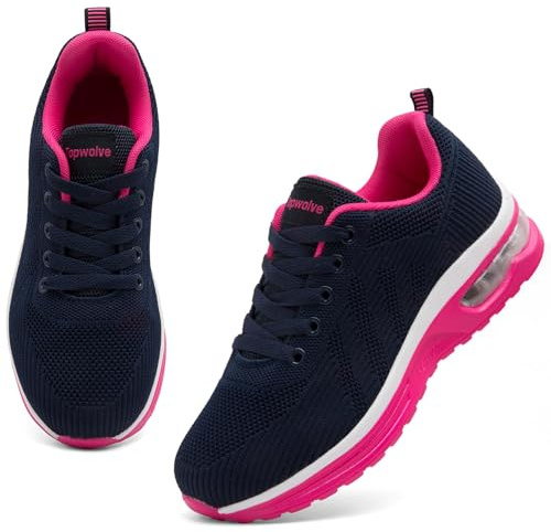 Topwolve Scarpe da Corsa su Strada Donna Scarpe da Ginnastica Traspirabile Leggero Scarpe Sportive all'Aperto Antiscivolo Scarpe da Camminata,Blu Scuro,36 EU