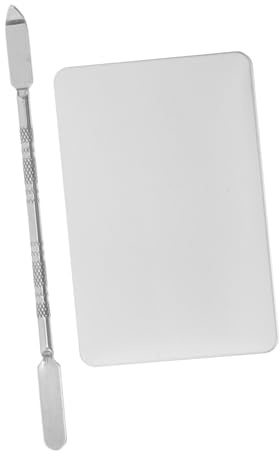 LIFKOME Palette per Trucco in Acciaio Inossidabile Quadrata con Anello e Spatola Grande per Miscelazione Fondotinta e Colori Cosmetici Strumento Professionale per Artisti del Makeup