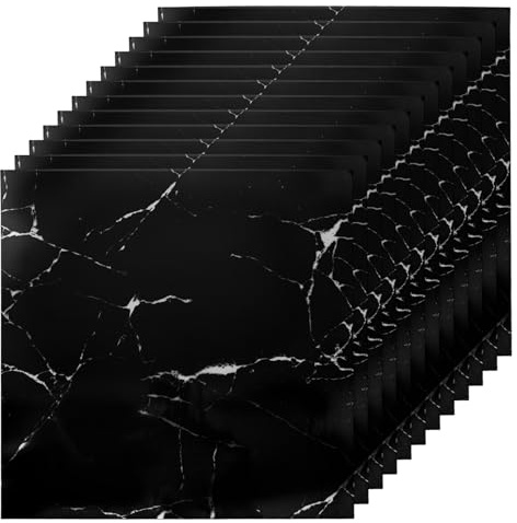 Self Adhesive Floor Tiles, 30x30cm Peel and Stick Marble Effect Vinyl Flooring, Waterproof Stick-On Tiles for Bathroom, Kitchen, Living Room, Bedroom (80PCS, Black Marble)